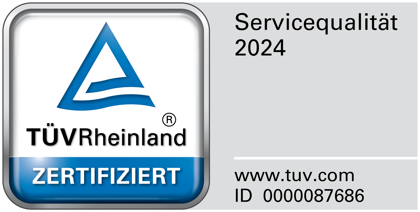 TÜV Rheinland zertifiziert in 2024, Prüfzeichennummer 0000087686