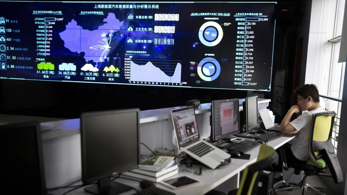 Китайский центр мониторинга за авто на электротяге