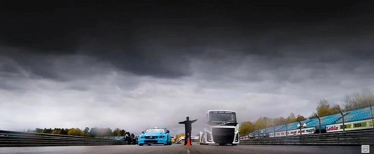 samyj-bystryj-gruzovik-protiv-gonochnoj-legkovushki-volvo