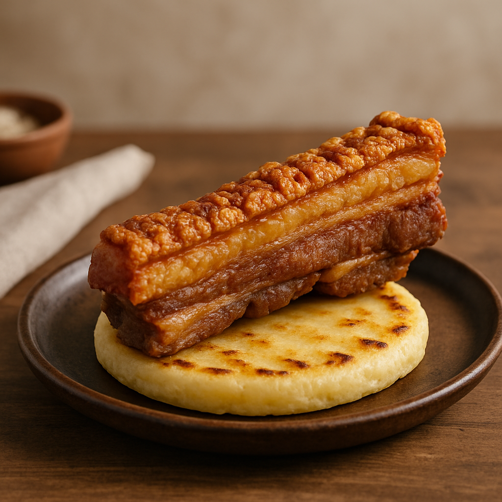 Chicharrón con arepa