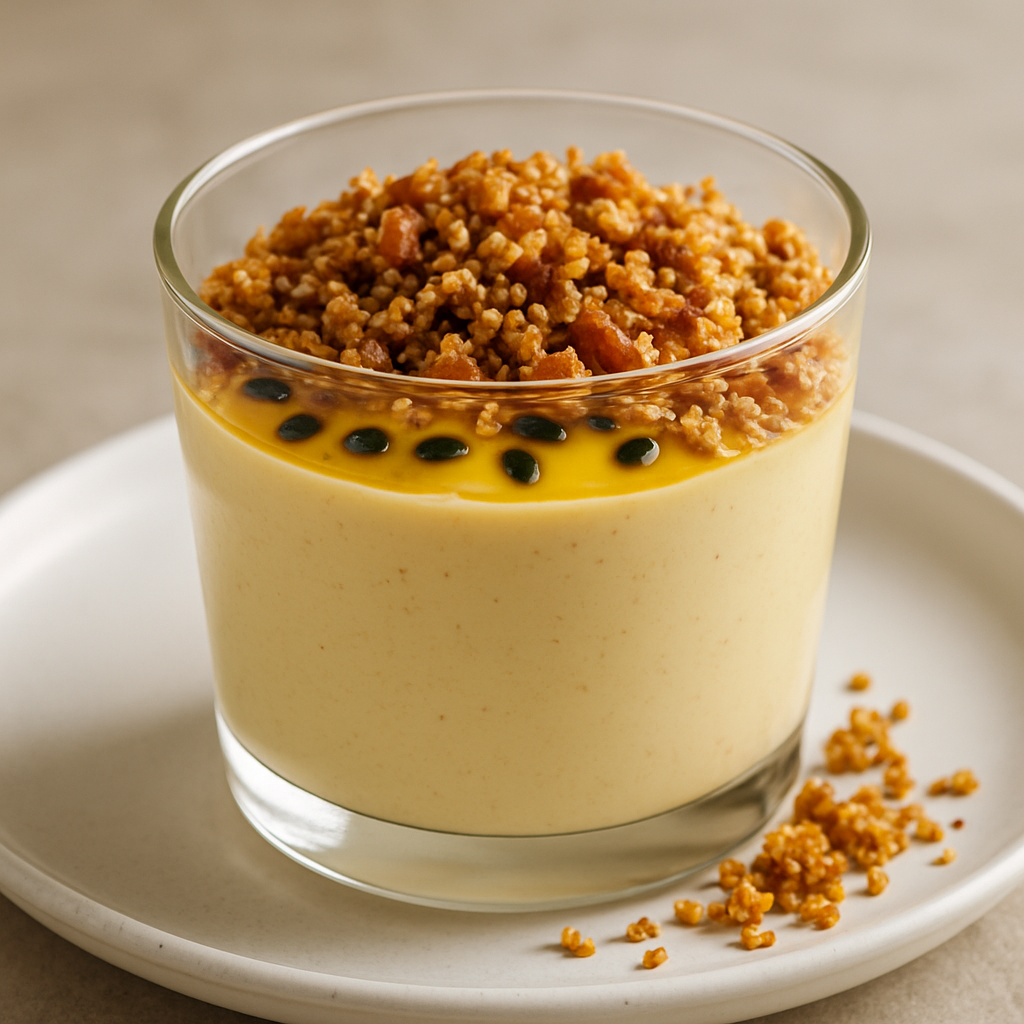 Mousse de Maracuyá con Crumble de Quinua