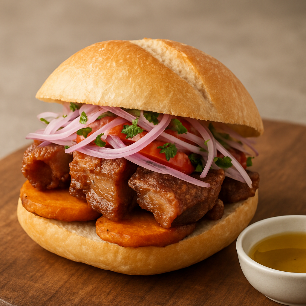 Pan con Chicharrón y Zarza Criolla