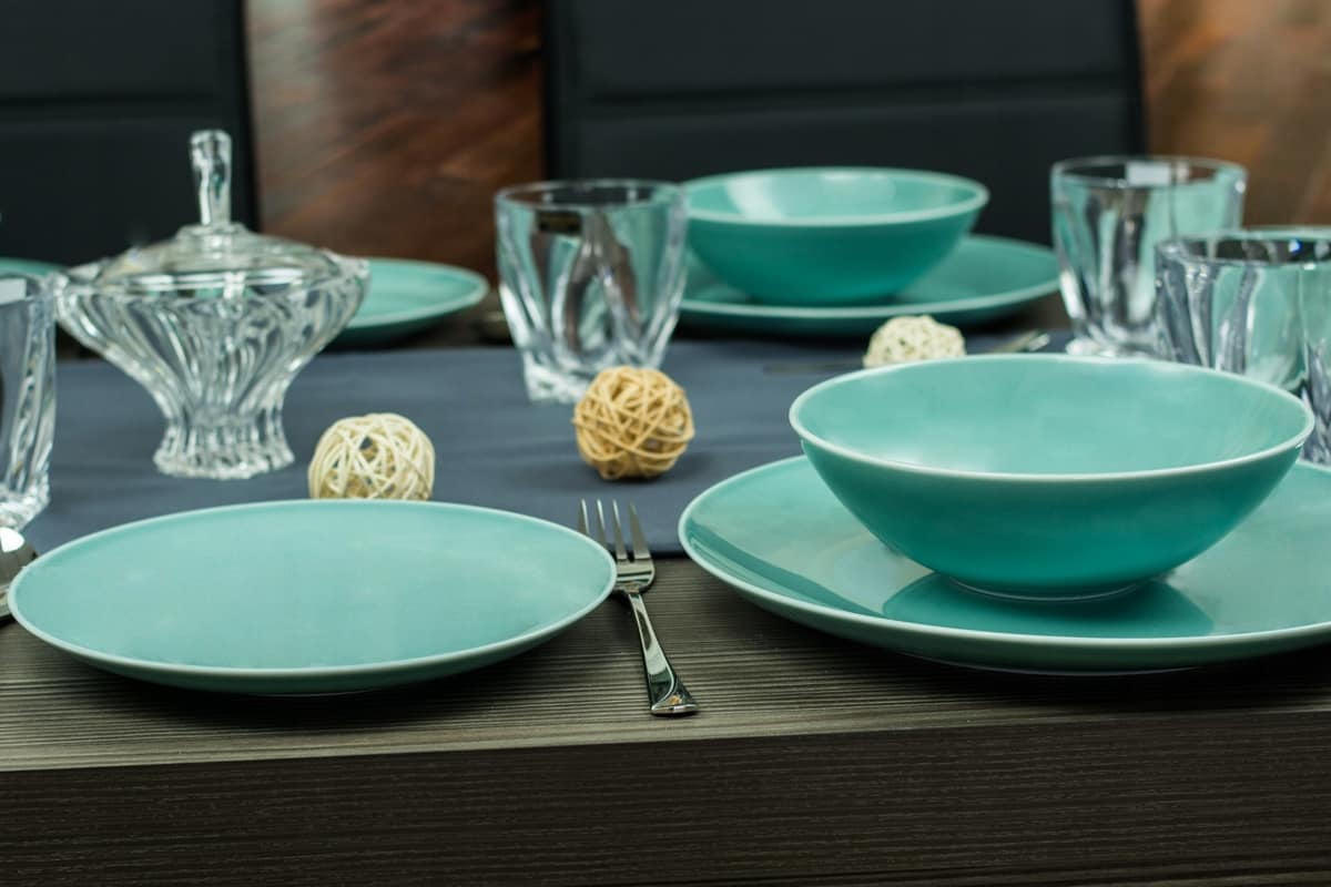 طقم اركوبال اندورا 19 قطعة؛ مستديرة مربعة قوية خفيفة مزيج البورسلين الزجاج