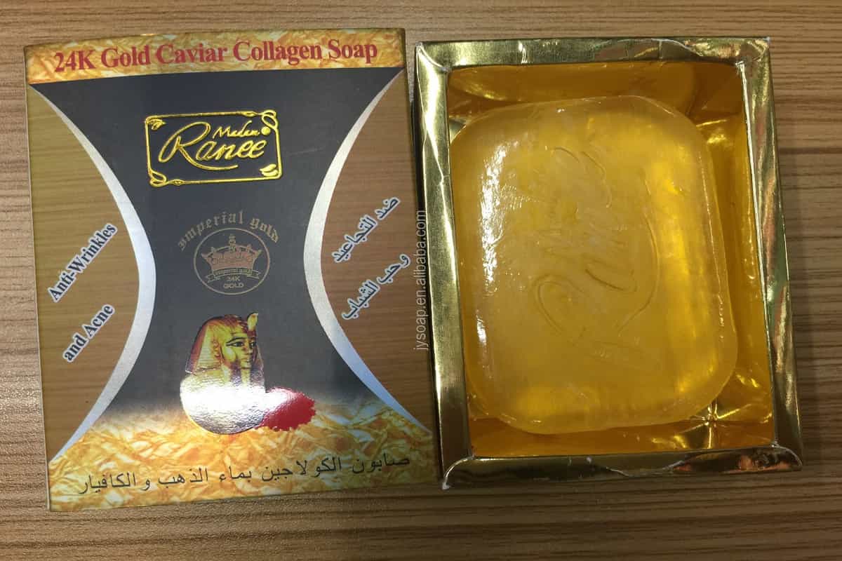 صابونة الذهب بالكولاجين مدام راني؛ طبيعي تنظيف البشرة تجديد شبابها