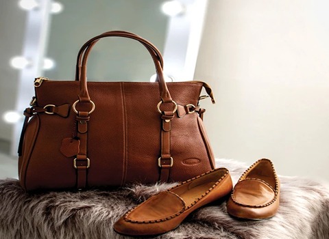 حقیبة جلدیة سوداء زیتیة زرقاء