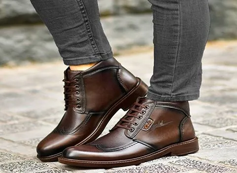 الشراء بالجملة حذاء جلد بني بأفضل الظروف