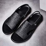 The price of bulk purchase of black leather sandals for men is cheap and reasonable