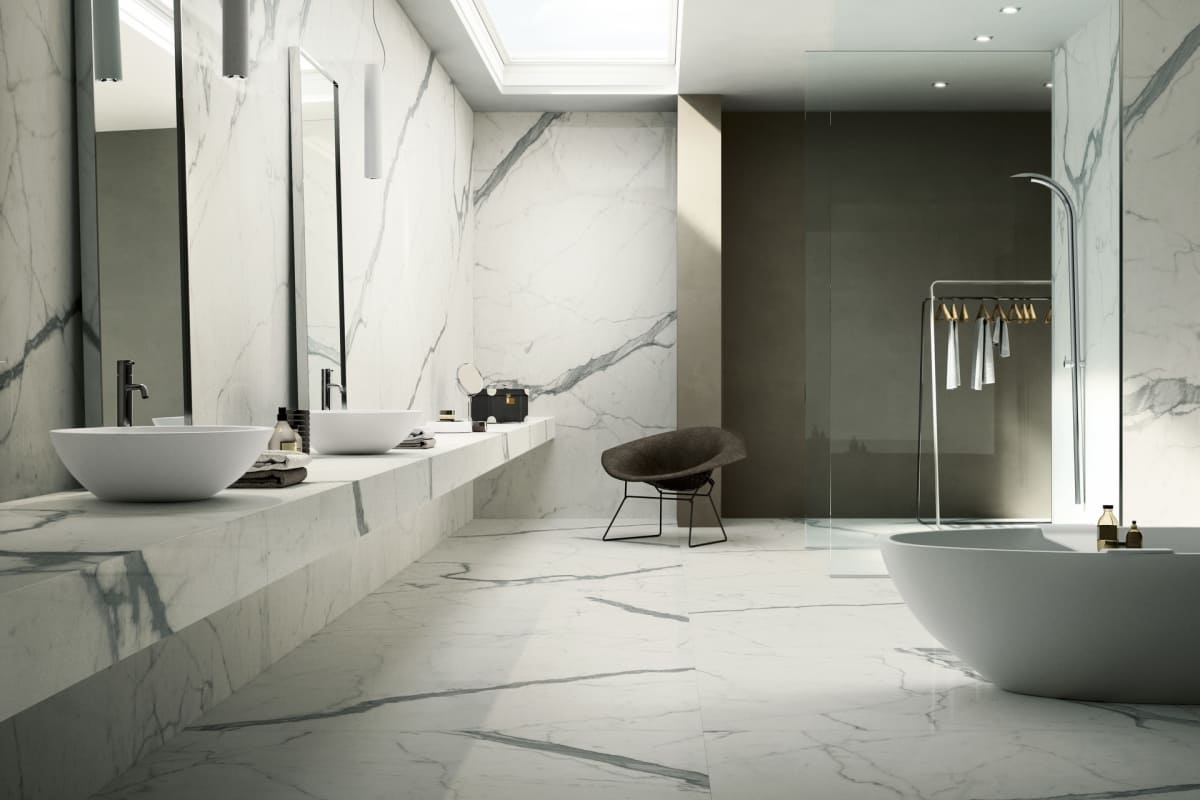Marble Look Floor Tiles; Glazed Matte Appearance 3 Types Ceramic Porcelain Marble