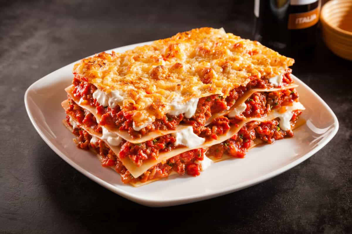 Lasagna in Italy; Flat Long Wide Noodles carbohydrate source