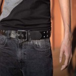 Studded Leather Belt; Genuine Material Round Diamond Acrylic Jeweled 2 Colors Silver Gold