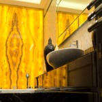 Honey Onyx Marble; Light Transmittance Homogenous Dispersion Contain Caramel Swirling Layers