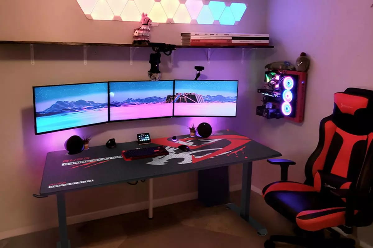 Gaming Desk in Bangladesh; Height Feet Adjustable Cable Management Slots Steel Legs