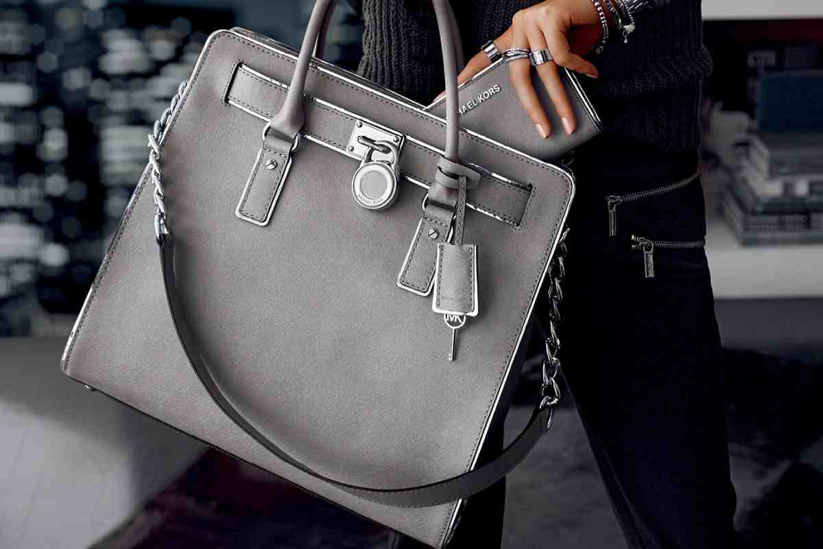 grey leather handbags purchase price + picture
