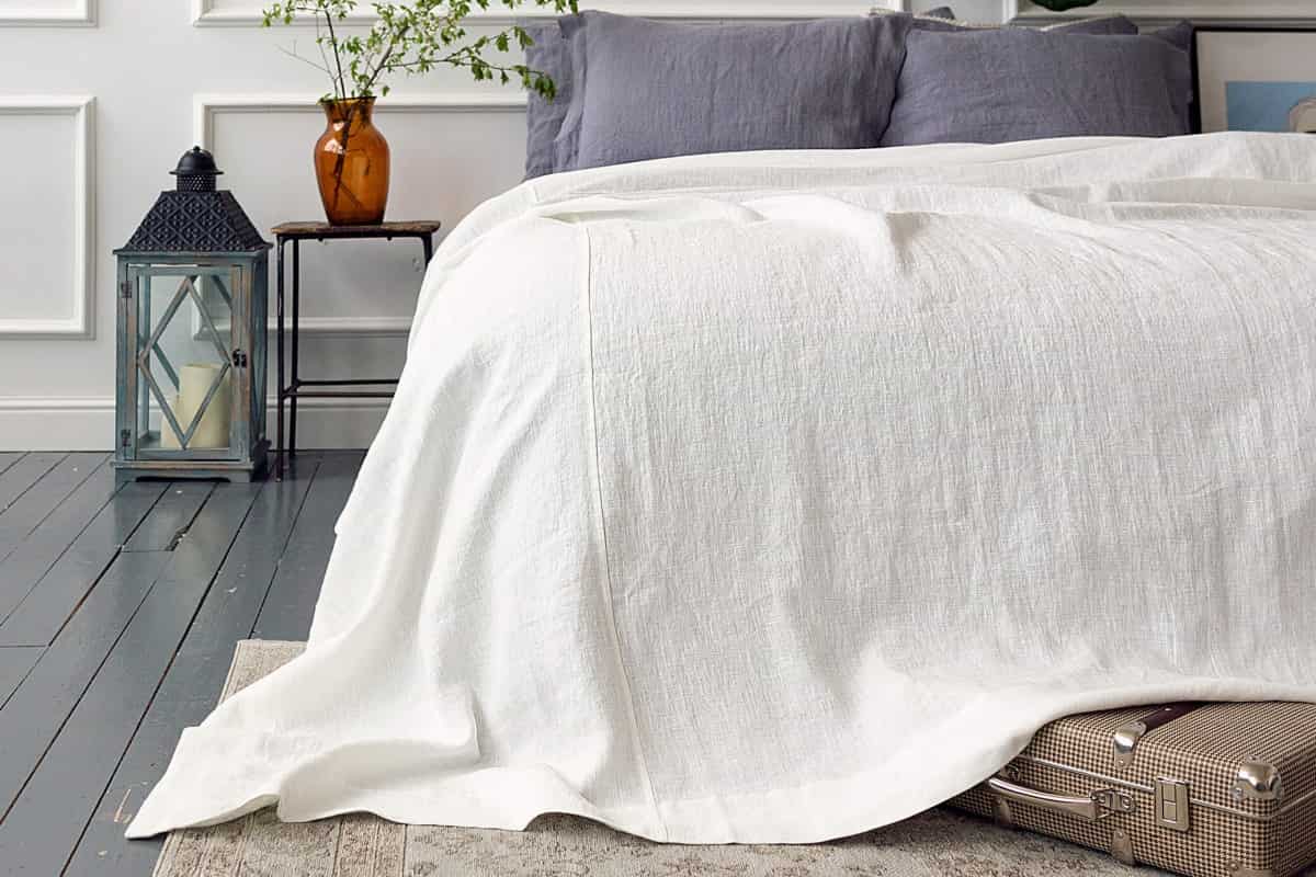 Linen Bedspread (Mattress Cover) Durable Strong 3 Colors Yellow Brown White