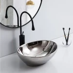 silver ceramic sink with complete explanations and familiarization