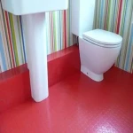 red floor tiles bathroom with complete explanations and familiarization