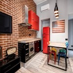 red brick in kitchen with complete explanations and familiarization