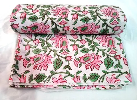 Block print flower fabric price list wholesale and economical