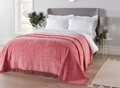 Pink Bedspread (Blanket) Cotton Silk Linen Type 3 Size Single King Queen