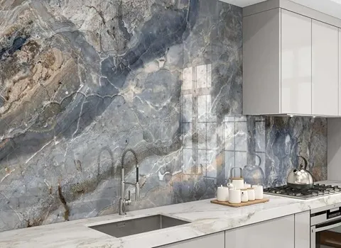 سرامیک بین کابینت طرح مرمر؛ استحکام بالا 3 رنگ سفید قهوه ای کرمی