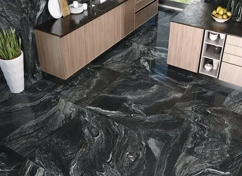 سرامیک مشکی برای کف؛ تنوع طرح سالن منزل آشپزخانه ابعاد 60*120 سانتی متر