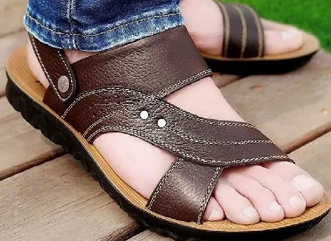 دمپایی صندل مردانه؛ طبی جلو بسته 2 رنگ خاکی مشکی سایز 42 43