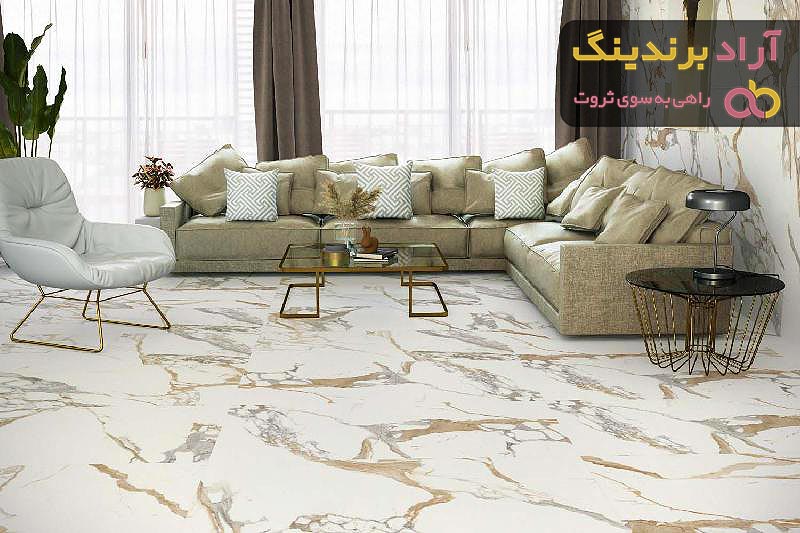 سرامیک سفید با رگه طلایی طرح جدید، ضدسایش مناسب برای کف پذیرایی