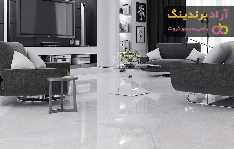 قیمت سرامیک کف پذیرایی سفید براق ضد سایش