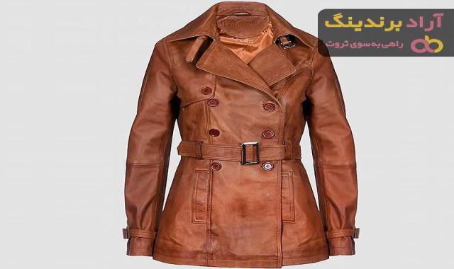 خرید  بارانی چرم زنانه قهوه ای با قیمت استثنایی