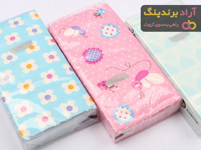 قیمت دستمال جیبی کاغذی + مشخصات بسته بندی عمده و ارزان
