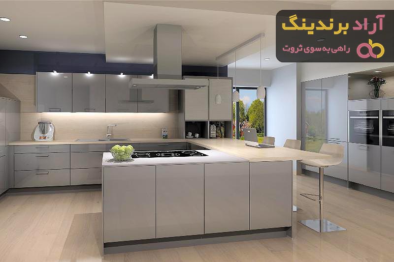 کابینت ام دی اف براق سفید طوسی | قیمت مناسب خرید عالی