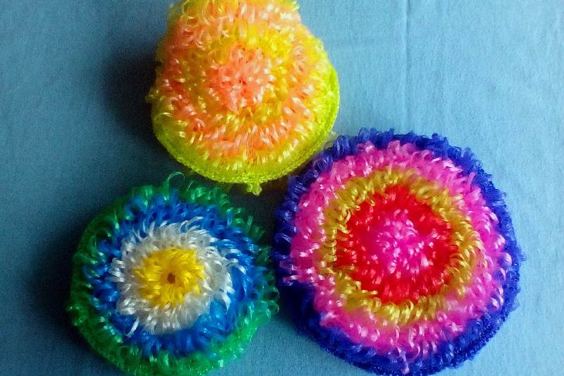 اسکاج قلاب بافی؛ آموزش بافت اسکاج میوه ای ( ظرفشویی با نخ سوزنی )