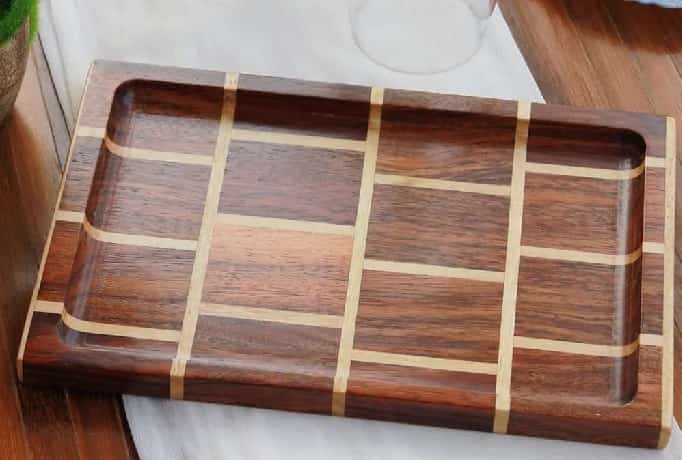 سینی چوبی تزیینی چرخشی حصیری + بهترین قیمت خرید