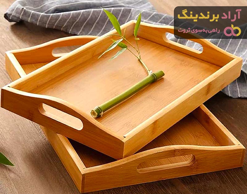 سینی چوبی با جنس چوب راش، تنه درخت، بامبو