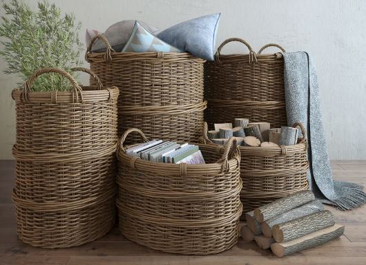 سبد حصیری 2 جنس چوبی، پلاستیکی در دار + قیمت