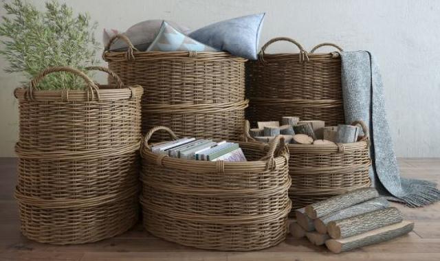 سبد حصیری 2 جنس چوبی، پلاستیکی در دار + قیمت