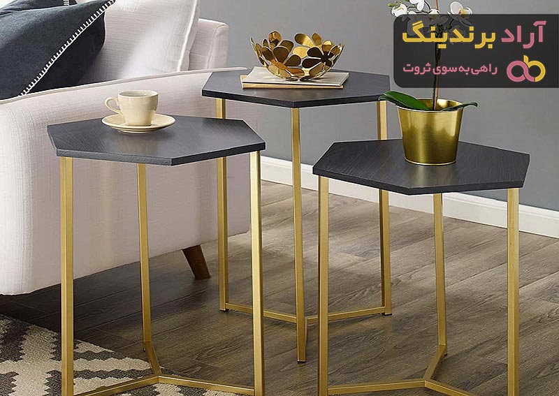 میز عسلی پایه استیل و نقره ای  | قیمت مناسب خرید عالی