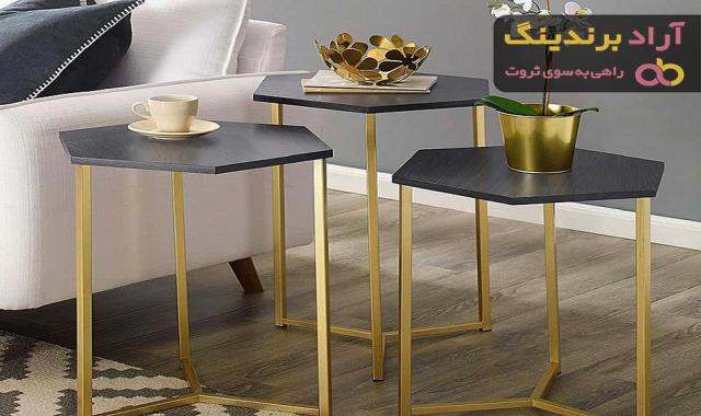 میز عسلی پایه استیل و نقره ای  | قیمت مناسب خرید عالی