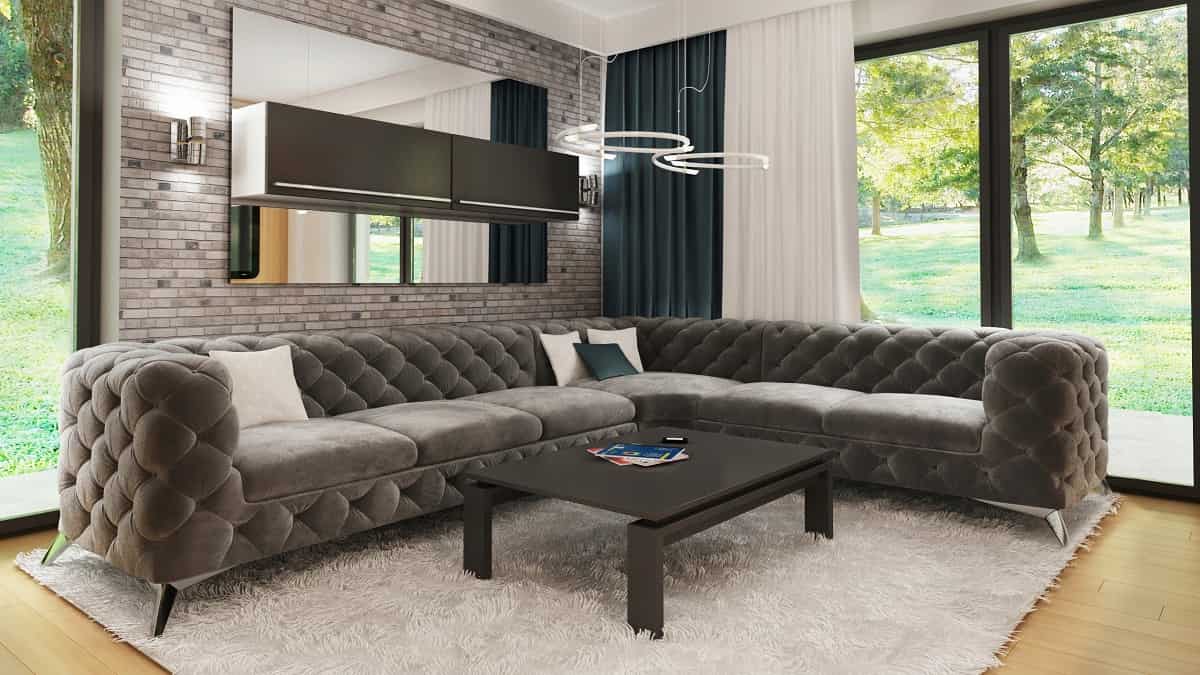 مبل راحتی طوسی کرم سفید