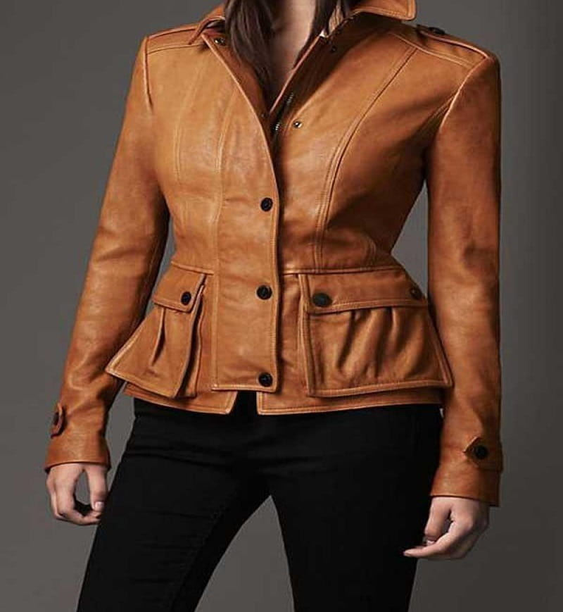 کت زنانه نوین چرم؛ چرم طبیعی 2 رنگ (مشکی قهوه ای)