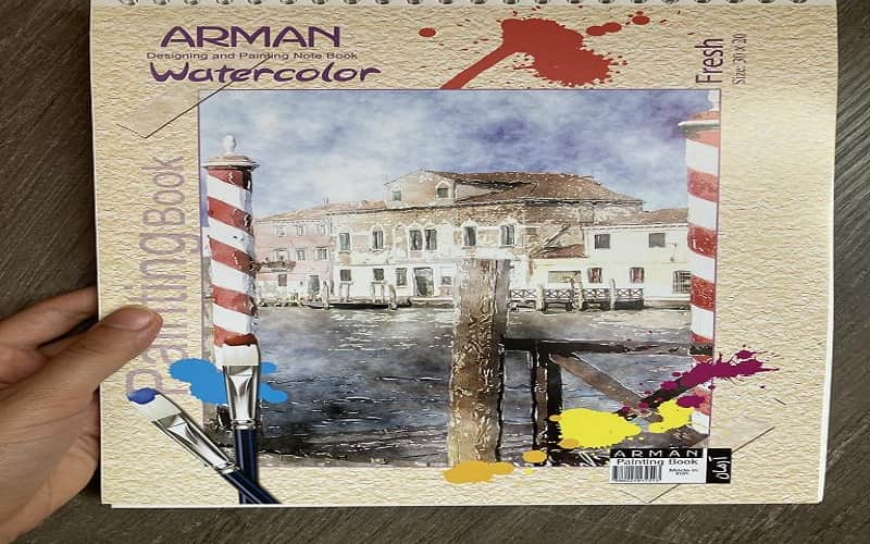 دفتر مخصوص آبرنگ note book جنس کتان غیر اسیدی کاغذ پرس سرد
