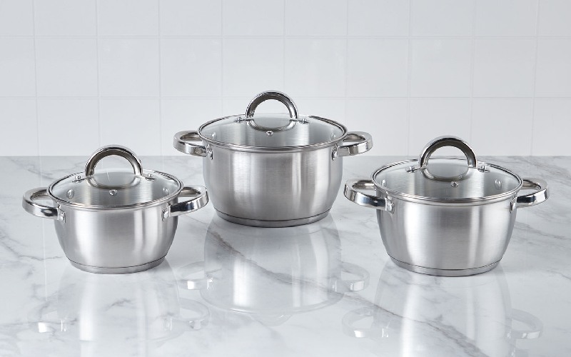 قابلمه استیل جی اس اف؛ آلومینیوم ضد حرارت ضربه درب پیرکس