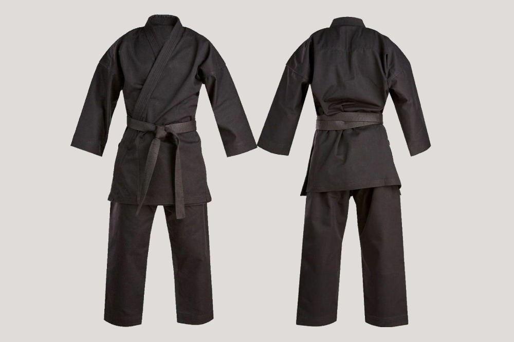 لباس کاراته مشکی؛ شلوار پیراهن کمربند رنگبندی سفید مشکی