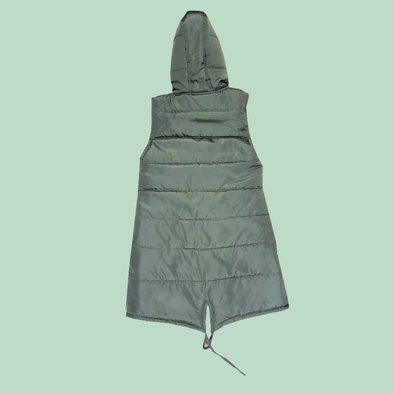 جلیقه زنانه بلند؛ جیب دار کلاه دار جنس جین چرم خز دار