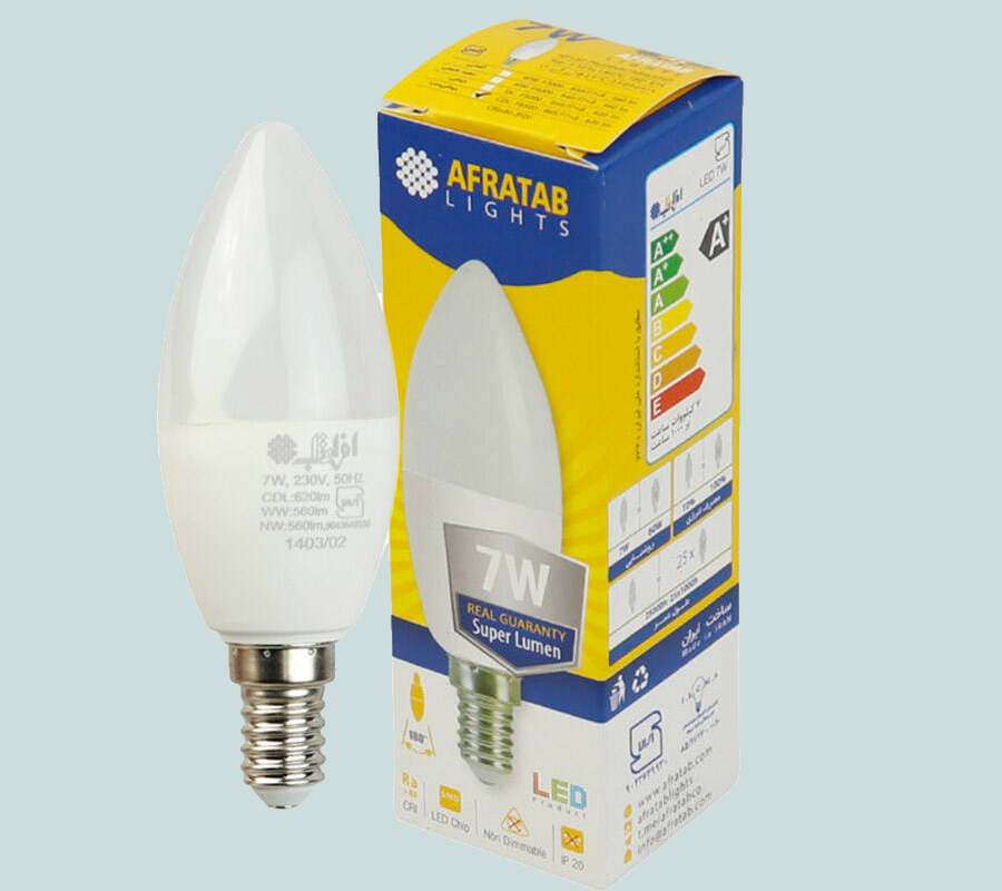 قیمت لامپ شمعی افراتاب 7 وات