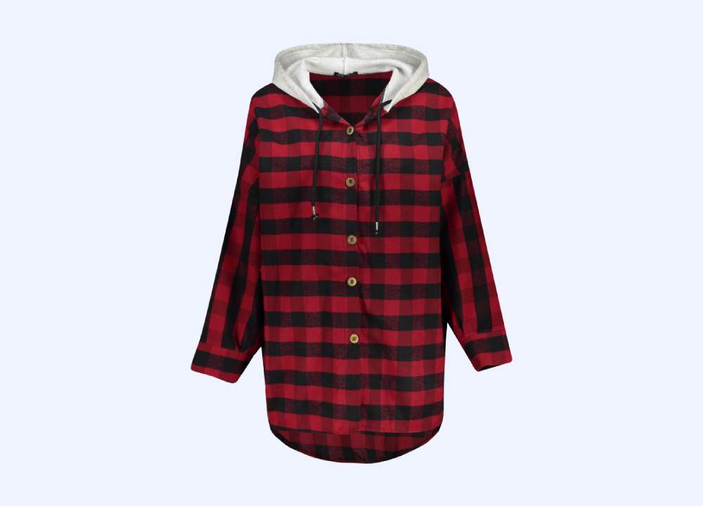 لباس چهارخونه قرمز مشکی دخترانه؛ یقه 7 گرد پارچه پشمی تترون