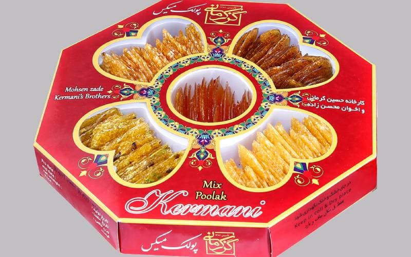 پولکی کرمانی ؛ 4 طعم زنجبیلی پرتقالی کنجدی زعفرانی کاملا طبیعی