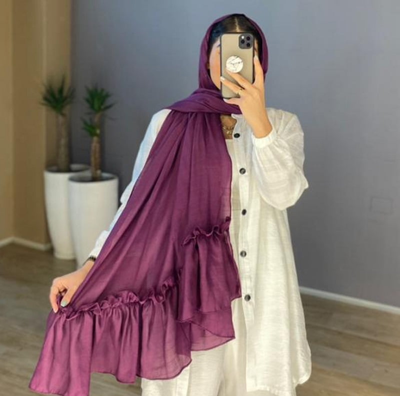شال دامنی ؛ دور دست دوز نخی حریر ابریشم
