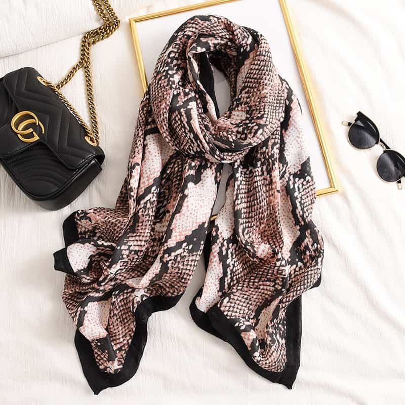 شال و روسری تی تی titi ابریشم حریر نخی ترکیب 2 رنگ ساده