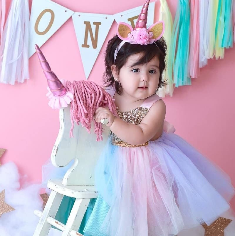 لباس عروس تک شاخ؛ تور ساتن حریر مناسب جشن تولد مهمانی ها